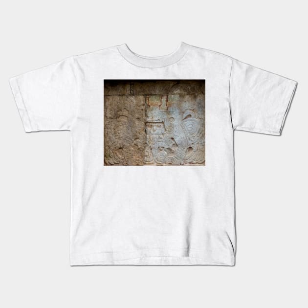 Mayan Stone Sculpture from Chichen Itza Kids T-Shirt by StevenElliot